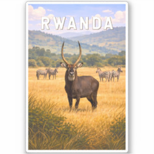 Rwanda Illustration Resa Konst Vintage Klistermärken