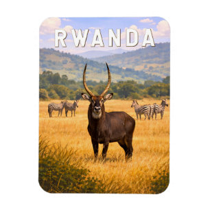 Rwanda Illustration Resa Konst Vintage Magnet