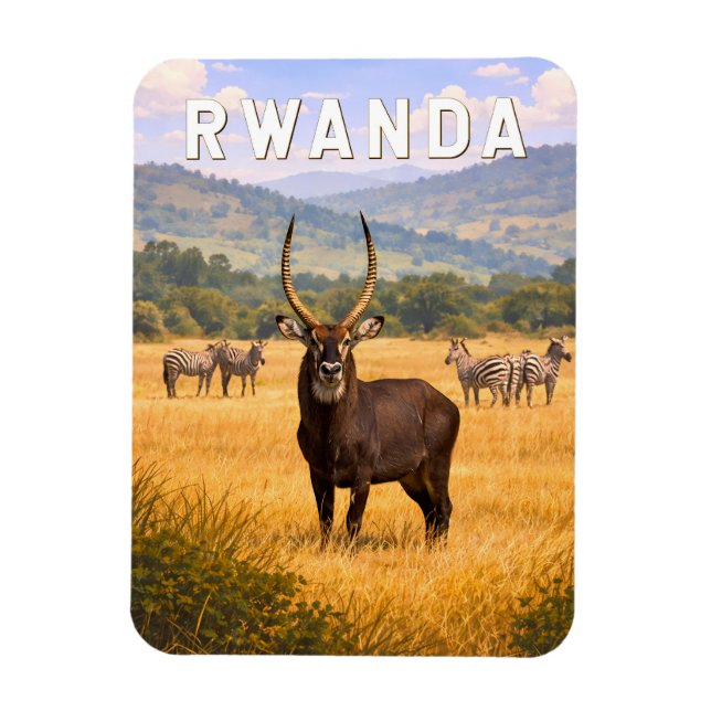 Rwanda Illustration Resa Konst Vintage Magnet (Vertikal)