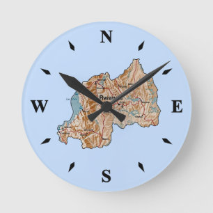Rwanda Karta Clock Rund Klocka