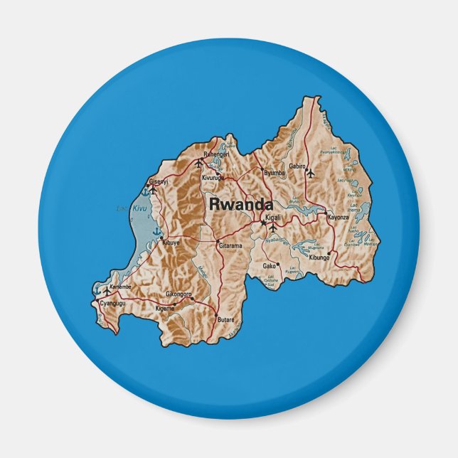 Rwanda Karta Magnet (Framsidan)