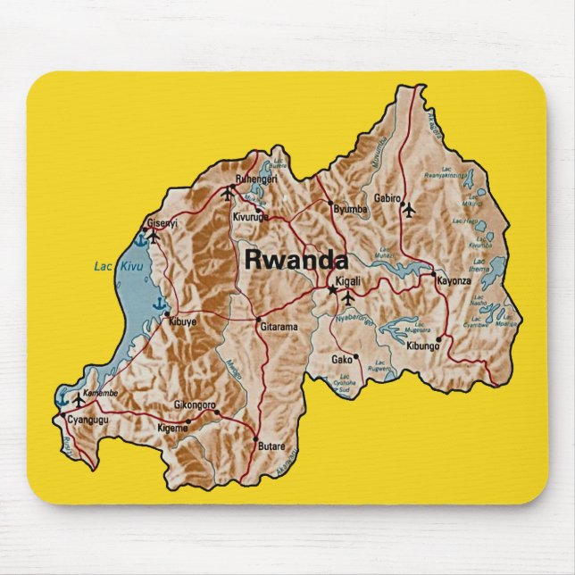 Rwanda karta Mousepad Musmatta (Framsidan)