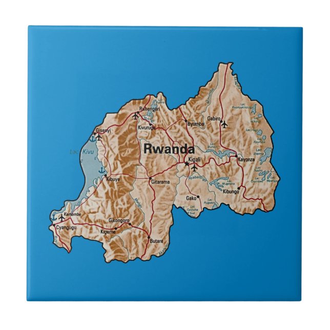 Rwanda Kartplatta Kakelplatta (Framsidan)