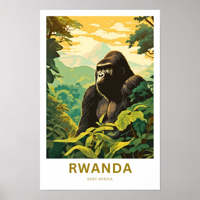 Rwanda Öster Afrika Travel Skriv ut Poster (Framsidan)