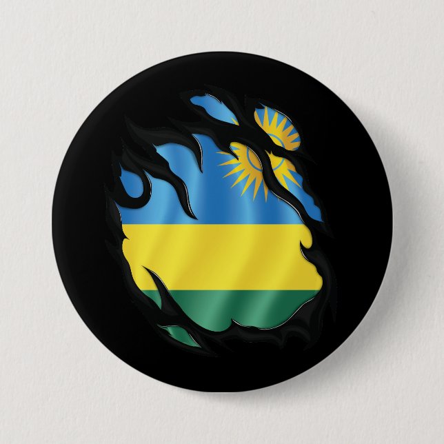 Rwanda Ripping Flagga Knapp (Framsida)