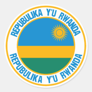 Rwanda Round Emblem Runt Klistermärke