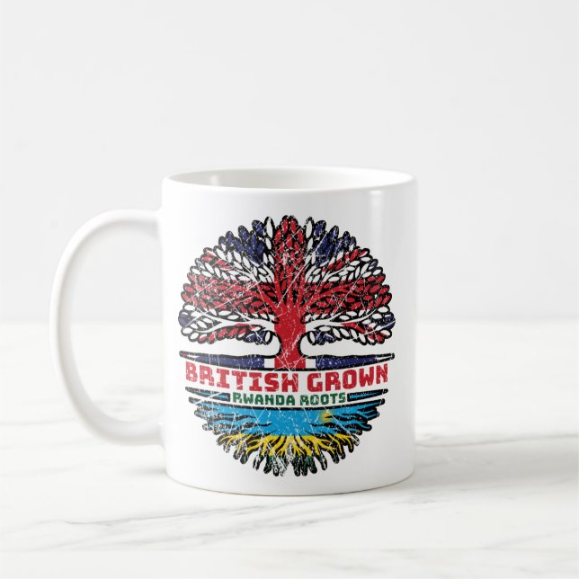 Rwanda Rwandan British Träd Roots Flagga Kaffemugg (Vänster)