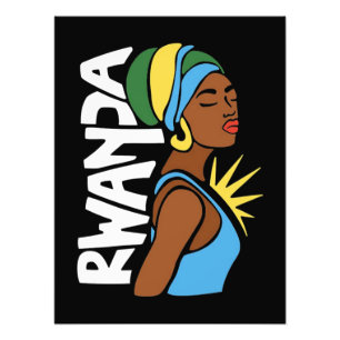 Rwanda Rwandas Flagga Afrika Karta Fototryck