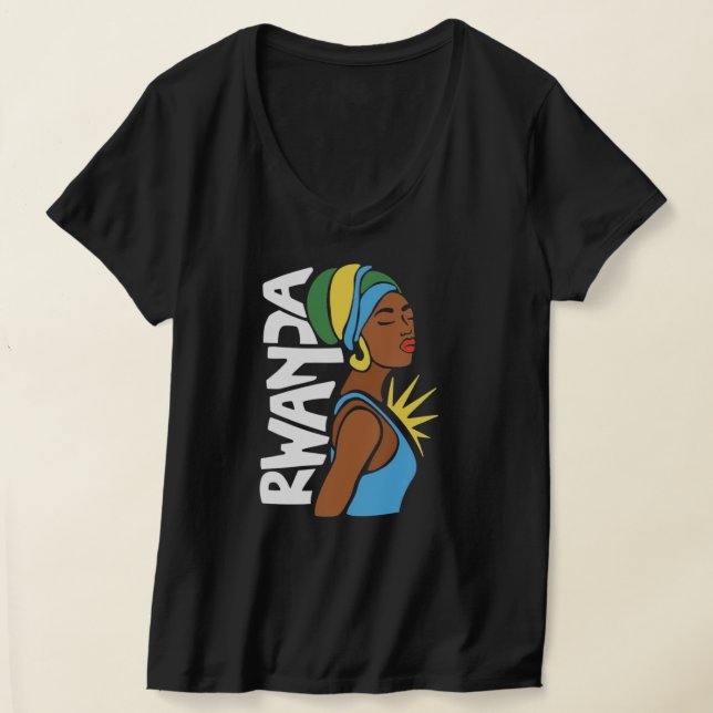 Rwanda Rwandas Flagga Afrika Karta T Shirt (Laydown)