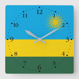 Rwandaflagga Fyrkantig Klocka