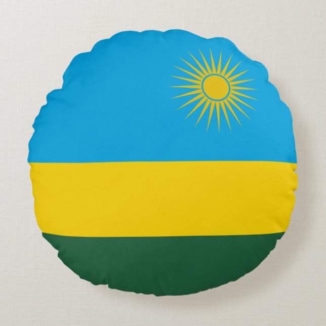 Rwandaflagga Rund Kudde (Framsidan)