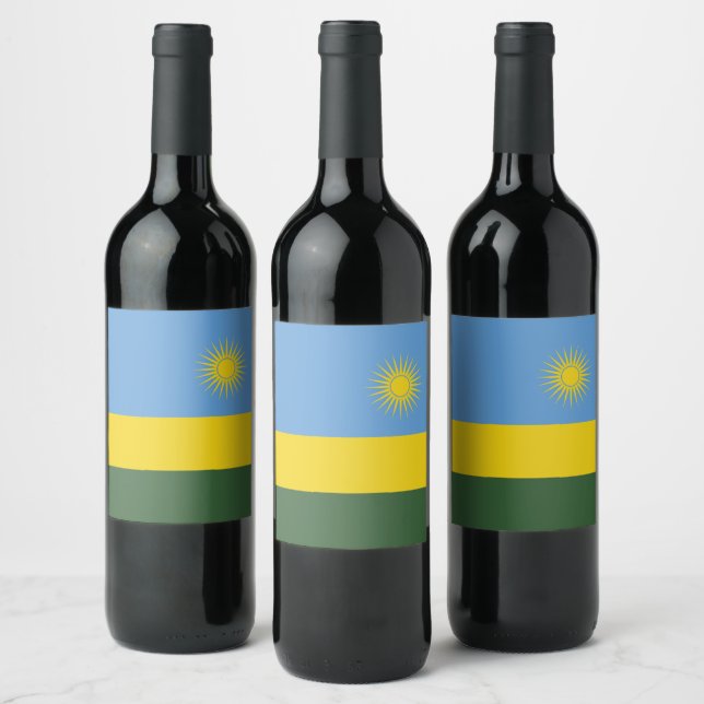 Rwandaflagga Vinflaska Etikett (Flaskor)