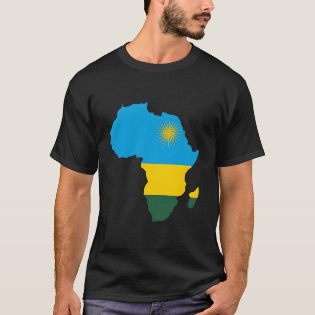 Rwandan Pride Rwanda Flag Africa Map T Shirt (Framsida)