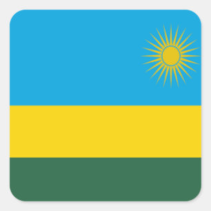Rwandas flagga fyrkantigt klistermärke