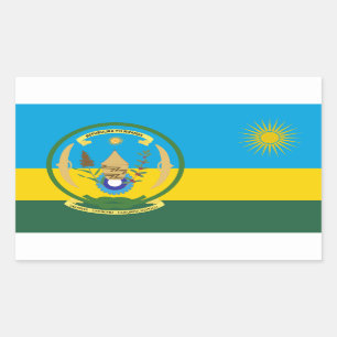 Rwandas Flagga & Seal, Rwandas Flagga Rektangulärt Klistermärke