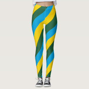 Rwandas nationella Flagga-diagonal, strimlad Leggings