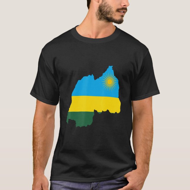 Rwandas nationella Flagga Karta T Shirt (Framsida)
