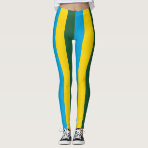 Rwandas nationella Flagga-Lodrät, strimlat Leggings