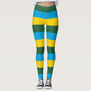 Rwandas nationella Flagga-Vågrät, strimlat Leggings