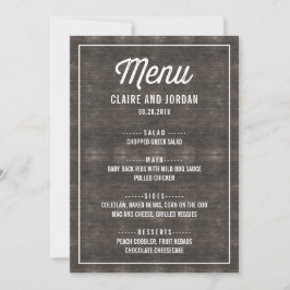 RWC-kort för Rustic Wood Menu Inbjudningar
