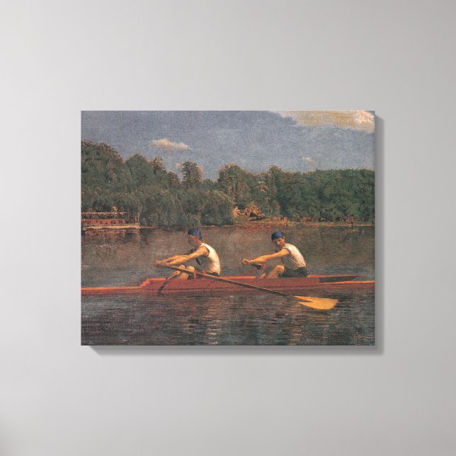 Rwing Boat Tävling vid floden (av Thomas Eakins) Canvastryck (Framsida)
