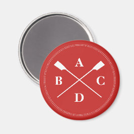 Rwing cross oars monogram initialer red magnet