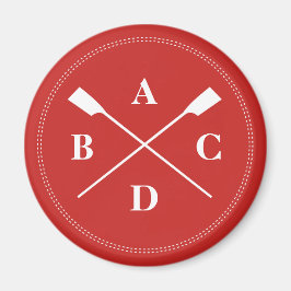 Rwing cross oars monogram initialer red magnet