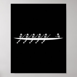 Rwing Skeleton Row Boats Paddle Coxswain Hallowee Poster