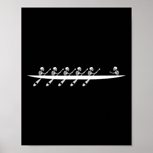 Rwing Skeleton Row Boats Paddle Coxswain Hallowee Poster (Framsidan)