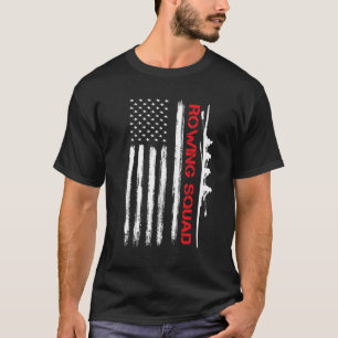 Rwing Squad USA American Flagga Row Crew Boat Rowe T Shirt