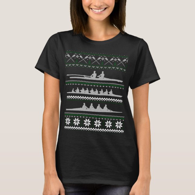 Rwing Team Funny Noel Gift Ugly julsötare T Shirt (Framsida)
