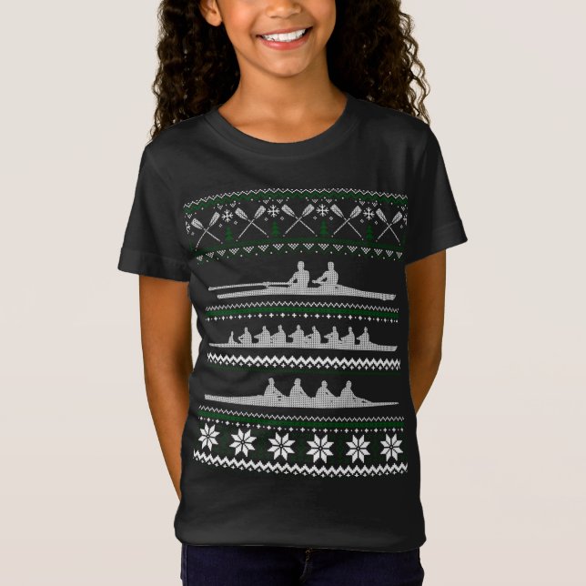 Rwing Team Funny Noel Gift Ugly julsötare T Shirt (Framsida)