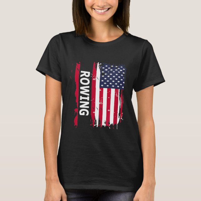 Rwing USA Gift for American Rowers T Shirt (Framsida)