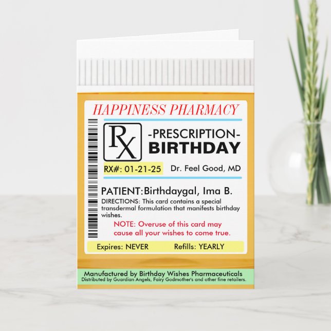 RX-förskrivning för BIrthdays-kort Kort (Framsida)