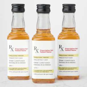 Rx-förskrivning för roligt Humor NoveltyEtikett Spritflaskor Etikett