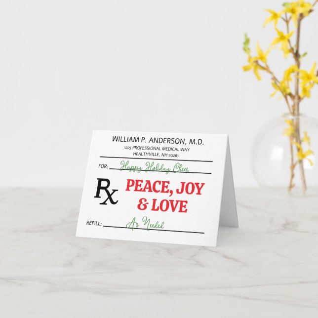 RX Medicinskt julrecept Kort (Gul blomma)