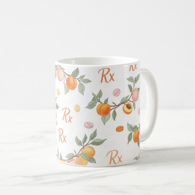 Rx Prescription Peach Pill Pattern Pharmacy Kaffemugg (Framsida höger)