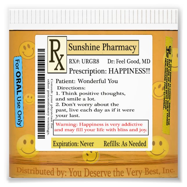 RX-recept för lycka Fototryck (Framsidan)