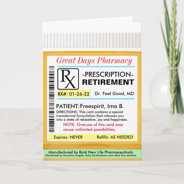 RX-recept för Pension Kort (Framsida)