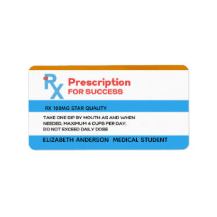 RX SUCCESS Nurse Doktor Medical Studenten favor Adressetikett