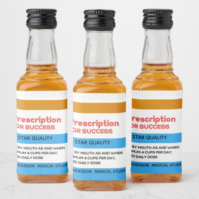 RX SUCCESS Nurse Doktor Medical Studenten favor Spritflaskor Etikett (Flaskor)