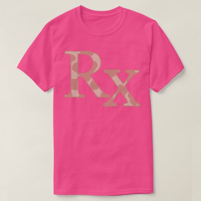 Rx-symbol för rosa Cow Print Pharmacy Rx T Shirt (Design framsida)