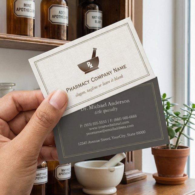 RX Symbol Pharmacy Chemist Company - Classic Linen Visitkort (Skapare uppladdad)