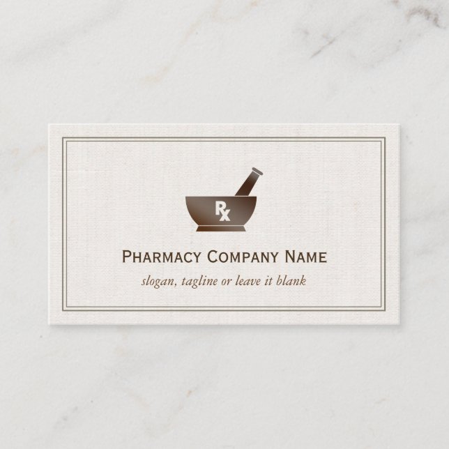 RX Symbol Pharmacy Chemist Company - Classic Linen Visitkort (Framsida)