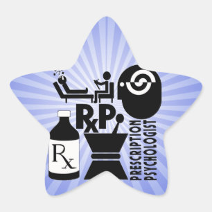 RxP-LOGOTYP Förskrivningspsykolog Stjärnformat Klistermärke