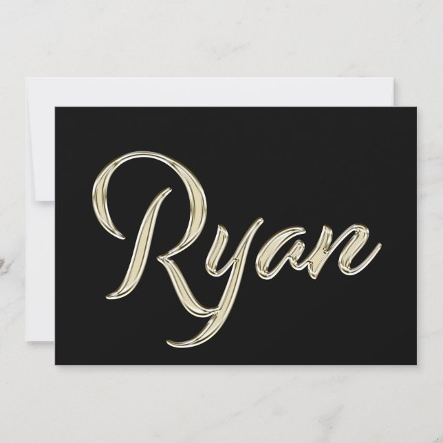 Ryan Name white gold Handwriting Karte Kort (Framsida)