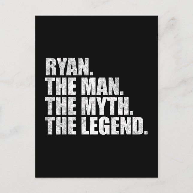 Ryan namn, Ryan Mannen Myten Legenden Vykort (Framsida)