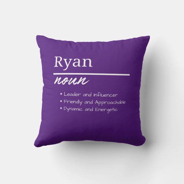 Ryan, Pojke Personligt Namn Definition Kudde (Baksida)