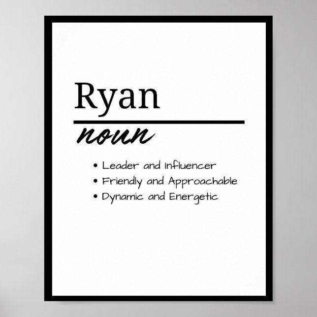 Ryan, Pojke Personligt Namn Definition Poster (Framsidan)