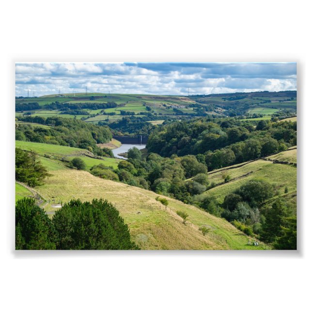 Ryburn Valley och Dam Fototryck (Framsidan)